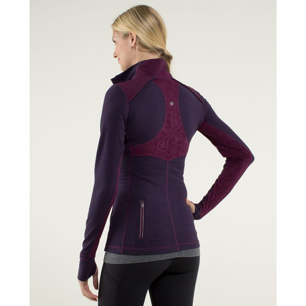 Lululemon Star Runner Pullover Hyper Stripe Plum/Plum Women 10 Half Zip Stretch - Picture 4 of 16